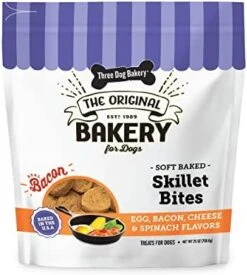 Three Dog Bakery Skillet Bites With Eggs, Bacon, Cheese, And Spinach, Soft-Baked Premium Dog Treats, 3 Pound Bag, Brown (320055) -Zoomie Shop 41bTHFgyebL. AC