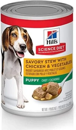 Hill's Science Diet Wet Dog Food, Puppy, Savory Stew With Chicken & Vegetables Recipe, 12.8 Oz Cans, 12-Pack -Zoomie Shop 41c5nE406XL. AC