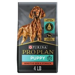 Purina Pro Plan Sensitive Skin And Stomach Puppy Food With Probiotics, Salmon & Rice Formula - 4 Lb. Bag