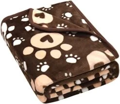 AHOOCUSTOM Dog Blanket, Soft Fleece Dog Blankets For Small Medium Dogs, Fluffy Flannel Pet Cat Puppy Blanket Mat Cover For Bed Couch, Cute Paw Print Throw Blanket For Dogs, Brown 40"X30" -Zoomie Shop 41ci3PLB83L. AC 1