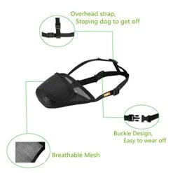 Dog Muzzle Mesh With Overhead Strap, No Lick Dog Mask Mouth Guard Muzzle For Dogs Prevent Biting Chewing (M, Black) -Zoomie Shop 41ckzzhmh3L
