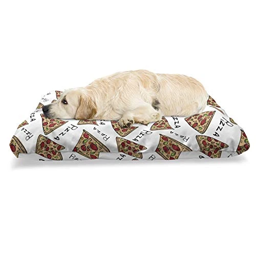 Ambesonne Pizza Pet Bed, Pattern In Hand Drawn Doodle Style Pizzeria Menu Fast Food Delicious Gourmet Eating, Chew Resistant Pad For Dogs And Cats Cushion With Removable Cover, 24" X 39", Multicolor 1 Ambesonne Pizza Pet Bed, Pattern In Hand Drawn Doodle Style Pizzeria Menu Fast Food Delicious Gourmet Eating, Chew Resistant Pad For Dogs And Cats Cushion With Removable Cover, 24" X 39", Multicolor
