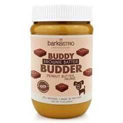 BUDDY BUDDER Brownie Batter, 100% Natural Dog Peanut Butter, Healthy Peanut Butter Dog Treats, Stuff In Toy, Dog Pill Pocket, Made In USA, (17 Oz Jars) (Brownie Batter)