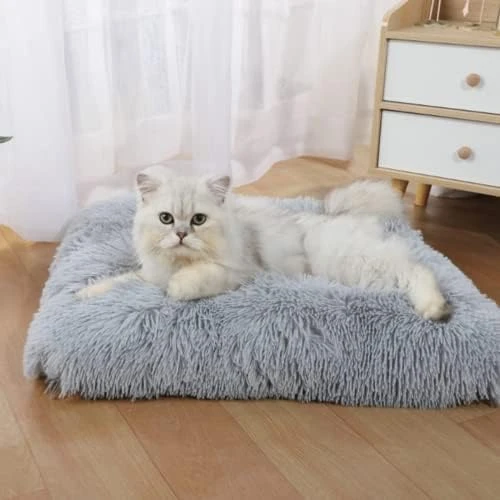 Long Plush Dog Bed Square Dog Mat Pet Cushion Blanket Soft Fleece Cat Cushion Puppy Sofa Mat (Large,Peacock Blue) 3 Long Plush Dog Bed Square Dog Mat Pet Cushion Blanket Soft Fleece Cat Cushion Puppy Sofa Mat (Large,Peacock Blue) - Image 3