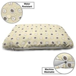 Ambesonne Food Pet Bed, Pastel Tone Design Of Coffee Cups And Bitten Donuts Illustration, Chew Resistant Pad For Dogs And Cats Cushion With Removable Cover, 24" X 39", Champagne Cocoa -Zoomie Shop 41dyFaaJ5VL