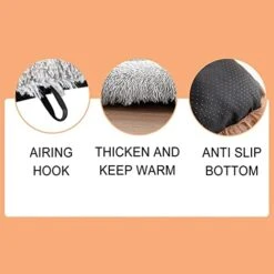 Muangan Ultra Soft Pet Bed Winter Warm Dog Bed Fluffy Plush Dog Cat Crate Beds Washable Kennel Cushions For Small Medium Large Dogs Cats Non Slip Pet Supplies Dog Harness (Brown, One Size) -Zoomie Shop 41fTo7yRJ6L