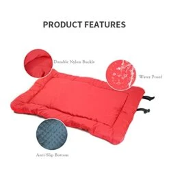 Portable Travel Dog Mat Outdoor Dog Bed Waterproof Camping Pet Pad With Carry Handle Large Dog Bed (X-Large,Red) -Zoomie Shop 41fuVpp626L