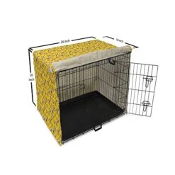 Lunarable Food Dog Crate Cover, Print Of Graphic Sketchy Popcorn In Irregular Shapes Movie Snacks, Easy To Use Pet Kennel Cover For Small Dogs Puppies Kittens, 24 Inch, Dark Cocoa And Earth Yellow -Zoomie Shop 41gZufQknfL