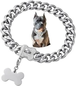 Girl Boy Cute Gold Chain Metal Dog Collar, Steel Heavy Duty Strong Dog Necklace With Magnet Buckle -Zoomie Shop 41hREl3tzeL. AC 1