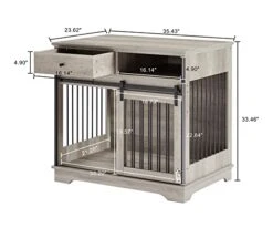 IRCPEN Dog Crate Furniture,Modern Sliding Door Kennel For Small Medium Large Dogs Up To 70 Lb, Heavy-Duty Dog Cage House With Drawer And Open Shelf (35" X 24" X 33" -Grey) 9 IRCPEN Dog Crate Furniture,Modern Sliding Door Kennel For Small Medium Large Dogs Up To 70 Lb, Heavy-Duty Dog Cage House With Drawer And Open Shelf (35" X 24" X 33" -Grey) -Zoomie Shop 41iJsGqfwrL
