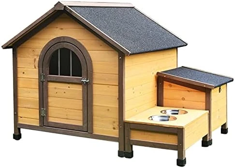 HJDSUDU Wooden Outdoor Dog House, Chinese Fir Indoor Outdoor Pet Kennel With Food Bowl And Water Bowl Easy To Assemble, Large Dog Kennel 7 HJDSUDU Wooden Outdoor Dog House, Chinese Fir Indoor Outdoor Pet Kennel With Food Bowl And Water Bowl Easy To Assemble, Large Dog Kennel - Image 7