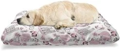 Ambesonne Japan Pet Bed, Japanese Foods Rice Ball Cherries Kawaii Anime Pattern Design, Chew Resistant Pad For Dogs And Cats Cushion With Removable Cover, 24" X 39", Pink -Zoomie Shop 41knPzyO0ZL. AC
