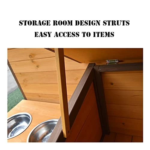 HJDSUDU Wooden Outdoor Dog House, Chinese Fir Indoor Outdoor Pet Kennel With Food Bowl And Water Bowl Easy To Assemble, Large Dog Kennel 3 HJDSUDU Wooden Outdoor Dog House, Chinese Fir Indoor Outdoor Pet Kennel With Food Bowl And Water Bowl Easy To Assemble, Large Dog Kennel - Image 3