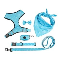 BELWAD Adjustable Dog Harness Breathable Mesh Vest Training Belt Suit Soft Handle Outdoor Breathable Traction Printing Set Of Six,Blue,M