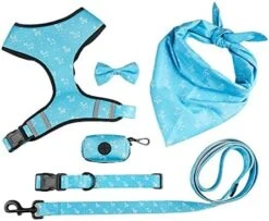 BELWAD Adjustable Dog Harness Breathable Mesh Vest Training Belt Suit Soft Handle Outdoor Breathable Traction Printing Set Of Six,Blue,M -Zoomie Shop 41mA41BbnXL. AC 2