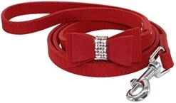 Kuntrona Suede Leather Small Dog Cat Leash Bling Rhinestone Dog Pet Walking Leash Leads With Cute Bowknot For Small Medium Dogs Running Black Free Size -Zoomie Shop 41mkE7jB38L. AC