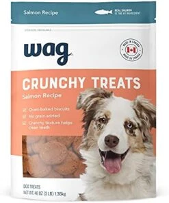 Amazon Brand - Wag Baked Biscuits Crunchy Dog Treats, Salmon, 1.5 Lb -Zoomie Shop 41njD8TiBaS. AC