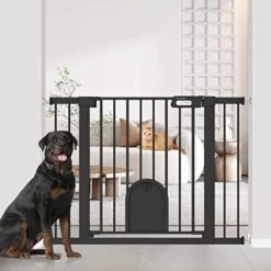 Narrow Baby Gate With Cat Door Walk Through - 24.5" To 29.5" Wide Small Pet Gate For Puppy Dog Doorway Stair - Pressure Mounted Safety Child Gate Stand 30 Inches Tall -Zoomie Shop 41p7aTAsjaL. AC