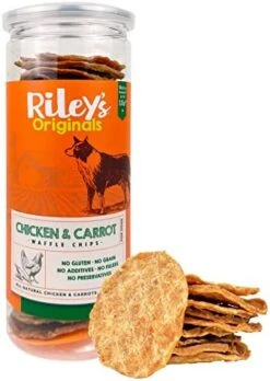 Riley's Waffles Chicken Chips For Dogs With Turmeric, USA Sourced Chicken Dog Treats - Limited Ingredient Healthy Treats, Dehydrated Jerky Dog Treats -Zoomie Shop 41pf23h43aL. AC