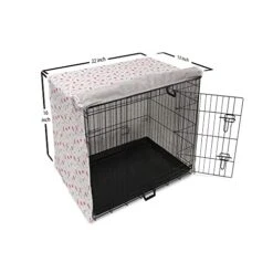Ambesonne Eiffel Dog Crate Cover, Famous Traditional French Food Tasty Macaroons Delicious Retro Deserts Dots, Easy To Use Pet Kennel Cover For Small Dogs Puppies Kittens, 22 Inch, Pink Grey White -Zoomie Shop 41pvtKubERL