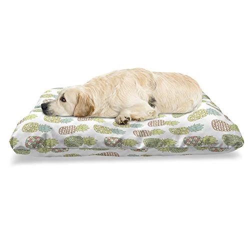 Ambesonne Pineapple Pet Bed, Tropical Fruit Pattern In Pastel Colors Juicy Nutritious And Ripe Summer Food, Chew Resistant Pad For Dogs And Cats Cushion With Removable Cover, 24" X 39", Multicolor 1 Ambesonne Pineapple Pet Bed, Tropical Fruit Pattern In Pastel Colors Juicy Nutritious And Ripe Summer Food, Chew Resistant Pad For Dogs And Cats Cushion With Removable Cover, 24" X 39", Multicolor