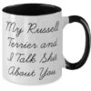 GENERIC Unique Russell Terrier Dog Two Tone 11oz Mug, My Russell Terrier And I Talk Shit, Present For Friends, Nice Gifts From Friends, Dog Toys, Dog Collars, Dog Beds, Dog Food, Dog Treats
