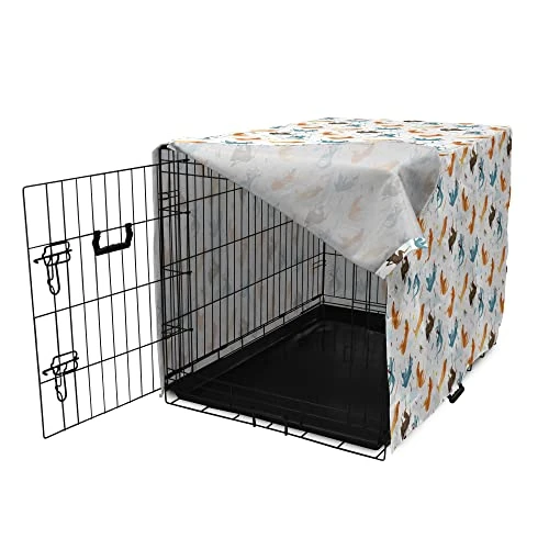 Ambesonne Dog Dog Crate Cover, Funny Dogs Flying With Food Bowl And Bones Pets Companion Illustration, Easy To Use Pet Kennel Cover For Small Dogs Puppies Kittens, 18 Inch, Slate Blue Ginger 3 Ambesonne Dog Dog Crate Cover, Funny Dogs Flying With Food Bowl And Bones Pets Companion Illustration, Easy To Use Pet Kennel Cover For Small Dogs Puppies Kittens, 18 Inch, Slate Blue Ginger - Image 3