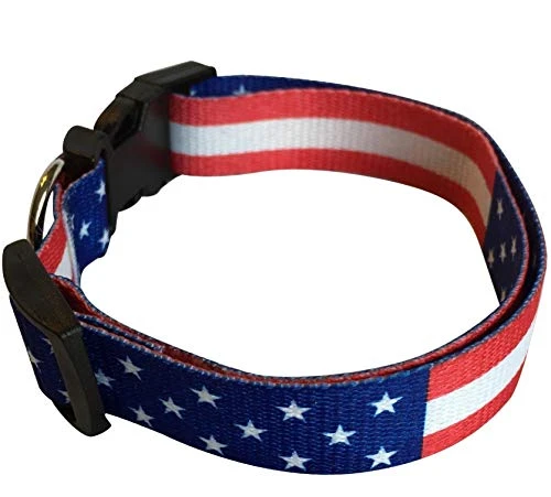 BUNFIREs American US Flag Dogs Collar And Leash Set Patriotic, Fourth Of July Dog Collar, Independence Day Heavy Duty Adjustable For Small Medium Large Breeds Dog 2 BUNFIREs American US Flag Dogs Collar And Leash Set Patriotic, Fourth Of July Dog Collar, Independence Day Heavy Duty Adjustable For Small Medium Large Breeds Dog - Image 2