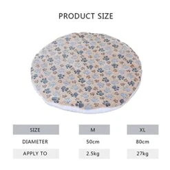 UNOVAP Soft Pet Dog Mat Cotton Paws Footprints Washable Round Pet Blanket Double-Sided Warm Sleeping Bed (Color : Coffee, Size : Diameter 50cm) -Zoomie Shop 41sewrDwswL