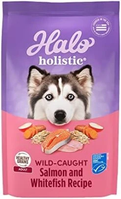Halo® Holistic Adult Dog Healthy Grains Wild-Caught Salmon & Whitefish Recipe 3.5 Lb -Zoomie Shop 41soS1Cy0fL. AC 2