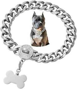 Girl Boy Cute Gold Chain Metal Dog Collar, Steel Heavy Duty Strong Dog Necklace With Magnet Buckle -Zoomie Shop 41t0r5z90uL. AC