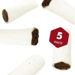 Best Bully Sticks 5 To 6 Inch Chicken & Apple Stuffed Shin Bones - USA Baked & Packed Shin Bones For Dogs - Highly Digestible Fillings, Long Lasting And Refillable - 5 Pack