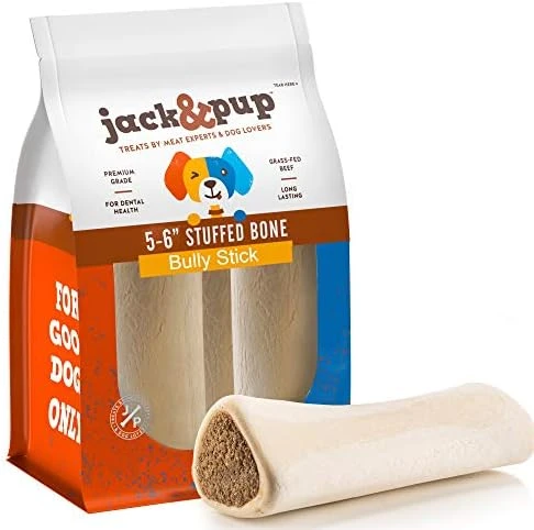 Jack&Pup Filled Dog Bones For Aggressive Chewers, 5 To 6" Dog Chew Treats Dog Bone. (Flavors: Peanut Butter, Bacon & Cheese, Bully Sticks). All Natural Dog Bones (Bully Stick) 8 Jack&Pup Filled Dog Bones For Aggressive Chewers, 5 To 6" Dog Chew Treats Dog Bone. (Flavors: Peanut Butter, Bacon & Cheese, Bully Sticks). All Natural Dog Bones (Bully Stick) - Image 8