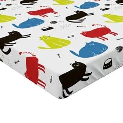 Ambesonne Kitten Fitted Sheet, Wool Ball Cat Bowl Food Fishbone Paws Pet Symbols In Rhythmic Composition, Soft Decorative Fabric Bedding All-round Elastic Pocket, California King, White And Multicolor -Zoomie Shop 41ulev9Ma9L