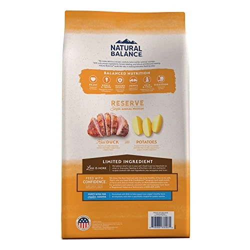 Natural Balance Limited Ingredient Reserve Grain Free Duck & Potato Recipe | Puppy Formula Dry Dog Food | 22-lb. Bag 2 Natural Balance Limited Ingredient Reserve Grain Free Duck & Potato Recipe | Puppy Formula Dry Dog Food | 22-lb. Bag - Image 2