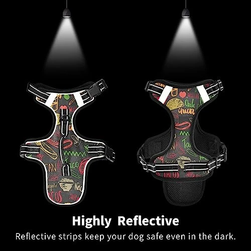 No Pull Dog Harness For Medium Dogs Adjustable Pet Vest Harness With Leash Reflective Front Clip Vest With Handle Easy Control For Small Medium Large Dogs Cats Outdoor Walking Mexican Food Lettering 2 No Pull Dog Harness For Medium Dogs Adjustable Pet Vest Harness With Leash Reflective Front Clip Vest With Handle Easy Control For Small Medium Large Dogs Cats Outdoor Walking Mexican Food Lettering - Image 2