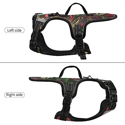 No Pull Dog Harness For Medium Dogs Adjustable Pet Vest Harness With Leash Reflective Front Clip Vest With Handle Easy Control For Small Medium Large Dogs Cats Outdoor Walking Mexican Food Lettering 3 No Pull Dog Harness For Medium Dogs Adjustable Pet Vest Harness With Leash Reflective Front Clip Vest With Handle Easy Control For Small Medium Large Dogs Cats Outdoor Walking Mexican Food Lettering - Image 3