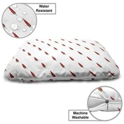 Ambesonne Peppers Pet Bed, Mexican Chili Peppers Countryside Food In Cartoon Style Vegetarian Design, Chew Resistant Pad For Dogs And Cats Cushion With Removable Cover, 24" X 39", Vermilion And Green -Zoomie Shop 41w2e0U55AL