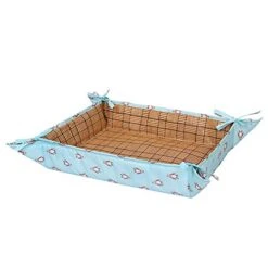 SONGBIRDTH Pet Penguin Print Cool Sleeping Mat Pad Straps Folding Edges Dog Kennel Cats Net,Breathable Cotton Blend,Removable Easy To Clean Ice Blue Penguin L