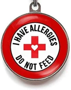 Wag-A-Tude Tags I Have Allergies Do Not Feed Dog ID Tag - Medical Alert Pet Tag (Large) -Zoomie Shop 41wT6DmorZL. AC 1