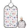 Funnywall88 Adult Bibs Colorful Pet Dog Paws Waterproof Apron For Elderly, Women For Eating With Adjustable Strap Snap Closure - Washable With Optional Crumb Catcher, Reusable, Large