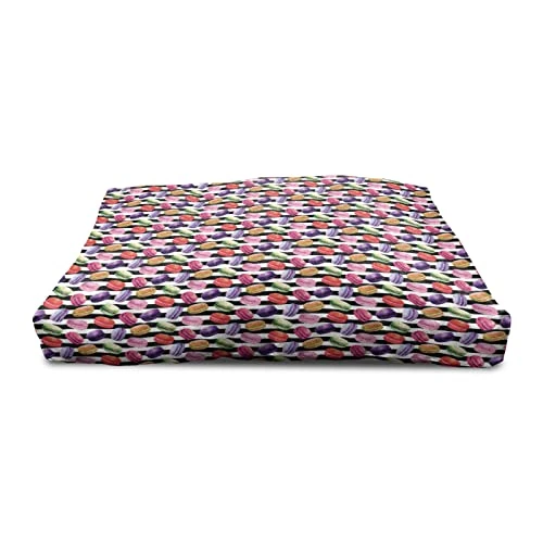 Lunarable Food Wooden Pet House, Colorful Macaron Yummy French Desert On Black And White Striped Background Print, Outdoor & Indoor Portable Dog Kennel With Pillow And Cover, Medium, Multicolor 2 Lunarable Food Wooden Pet House, Colorful Macaron Yummy French Desert On Black And White Striped Background Print, Outdoor & Indoor Portable Dog Kennel With Pillow And Cover, Medium, Multicolor - Image 2