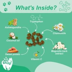 Vivus Pets Calming Chews For Dogs Anxiety Relief - Chick'n Flavored Vegan Dog Calming Treats For Training & Behavior Aid - All Natural Ingredients, Suitable For Dogs Of All Breeds, 5.3 Oz 6 Vivus Pets Calming Chews For Dogs Anxiety Relief - Chick'n Flavored Vegan Dog Calming Treats For Training & Behavior Aid - All Natural Ingredients, Suitable For Dogs Of All Breeds, 5.3 Oz -Zoomie Shop 41xcqgjdjyL