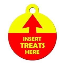 Big Jerk Custom Products Ltd Funny Dog Cat Pet ID Tag - Insert Treats Here - Personalize Colors And Your Pet.