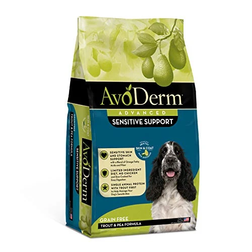 AvoDerm Advanced Sensitive Support Grain-Free Trout & Pea Formula Dry Dog Food, Sensitive Stomach, 4lb 1 AvoDerm Advanced Sensitive Support Grain-Free Trout & Pea Formula Dry Dog Food, Sensitive Stomach, 4lb