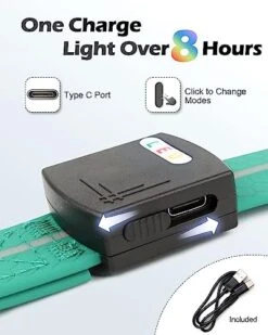 Joytale Light Up Dog Collars Rechargeable, High Visibility LED Dog Collar for Pet Night Walking, 3 Flash Modes, Rainproof PVC Glow Collar Adjustable for Small Medium Large Dogs, Teal, L -Zoomie Shop 41ygwqYoJCL