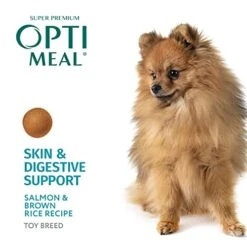 OPtimeal Dry Dog Food For Toy Breeds - Proudly Ukrainian - Tasty Dog Food Dry Recipe With Skin And Digestive Support For Adult Small And Toy Breed Dogs (3.3 Pound (Pack Of 1), Salmon & Brown Rice) -Zoomie Shop 41zZqhw4CBL