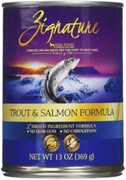 Zignature Trout & Salmon Formula Wet Dog Food 13oz, Case Of 12 -Zoomie Shop 51 O1pRFPgL. AC