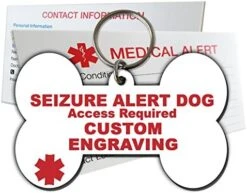 My Identity Doctor Seizure Alert Service Dog Tag Custom Engraved Dog Bone Plastic - Blue - Small -Zoomie Shop 51 QzjaSiZL. AC