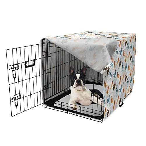 Ambesonne Dog Dog Crate Cover, Funny Dogs Flying With Food Bowl And Bones Pets Companion Illustration, Easy To Use Pet Kennel Cover For Small Dogs Puppies Kittens, 18 Inch, Slate Blue Ginger 5 Ambesonne Dog Dog Crate Cover, Funny Dogs Flying With Food Bowl And Bones Pets Companion Illustration, Easy To Use Pet Kennel Cover For Small Dogs Puppies Kittens, 18 Inch, Slate Blue Ginger - Image 5